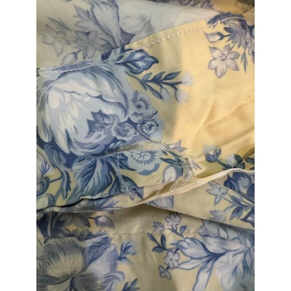 Vintage Lauren Ralph Lauren yellow blue rose French Floral flat Queen Bed Sheet - Picture 6 of 6
